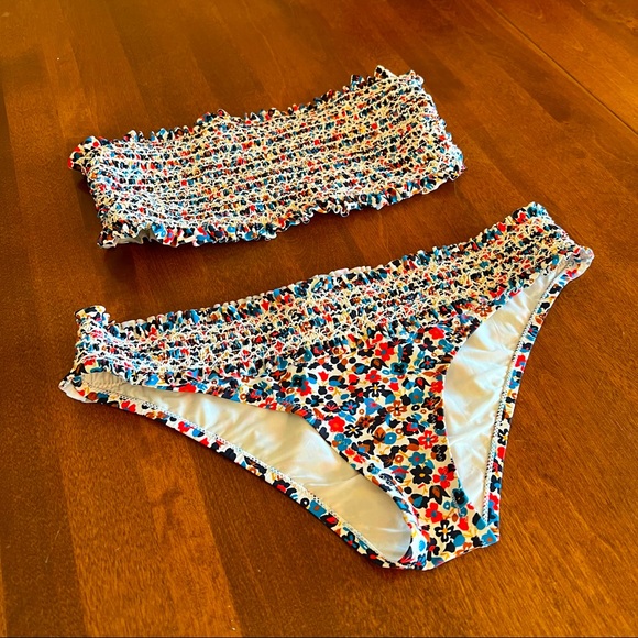 Tory Burch Other - TORY BURCH | Floral ruffled bandeau two piece designer summer bikini swimsuit